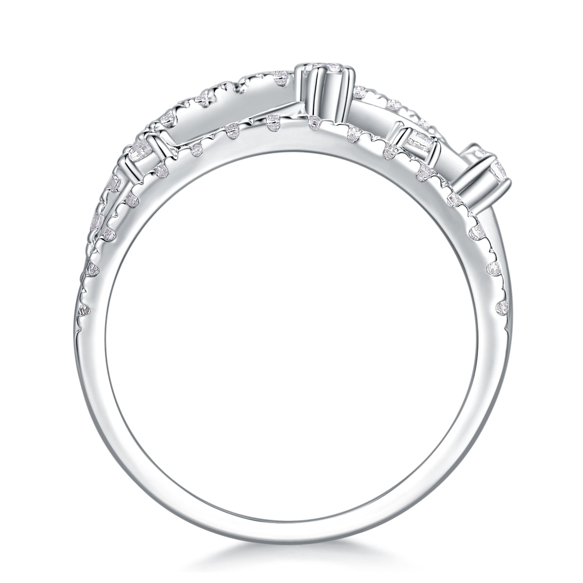 Starry Sky Boat - Set With Top-quality Moissanite S925 Silver And Platinum-plated Diamond Wedding Ring. The Ring Can Be Tested With A Diamond Pen In Gold And Rose Gold