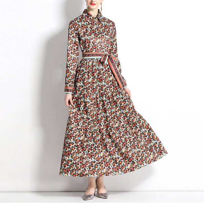 Slim-fit Positioning Printing Dress