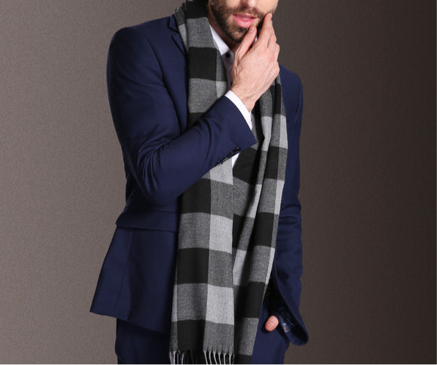 Shawl Scarves Men Winter Warm Tartan