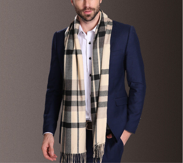 Shawl Scarves Men Winter Warm Tartan
