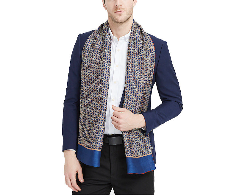 Double-sided Scarf Silk Men's Silk Scarf Long