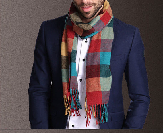 Shawl Scarves Men Winter Warm Tartan