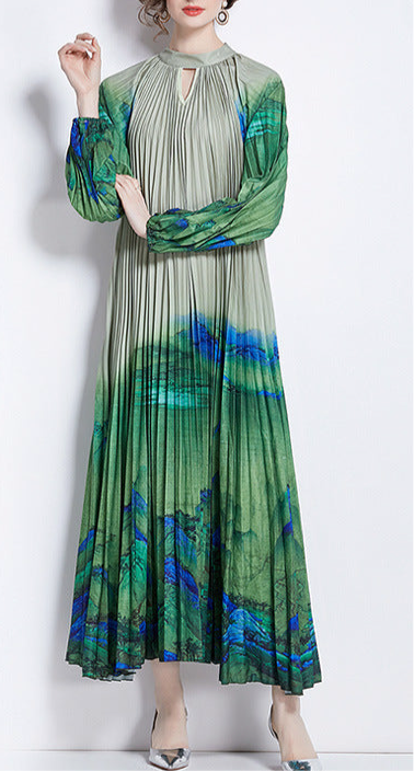 Pleated Tassel Belt Dress