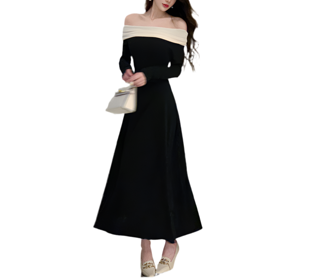 Off-shoulder Knitted Dress Women