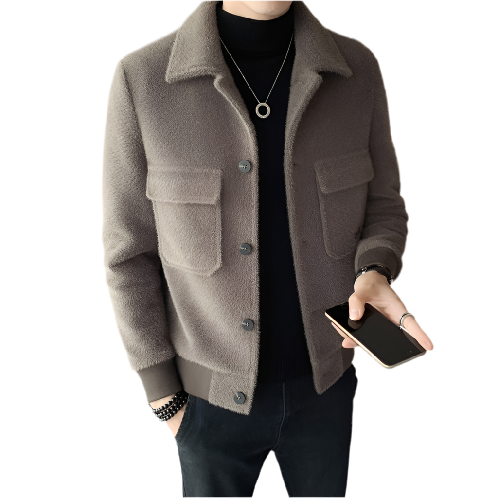 Golden Mink Velvet Lapel Fur Coat