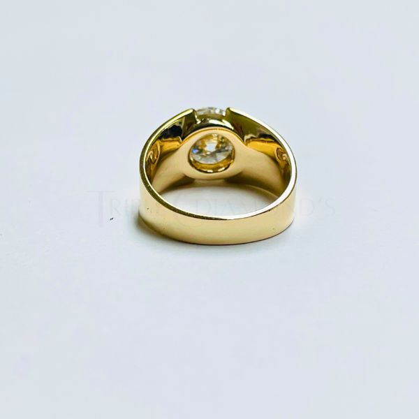 1 to 3 Carat Round Cut Broad Band 14K Solid Gold Solitaire Diamond Engagement Ring