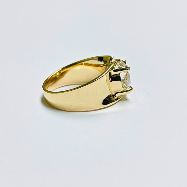 1 to 3 Carat Round Cut Broad Band 14K Solid Gold Solitaire Diamond Engagement Ring