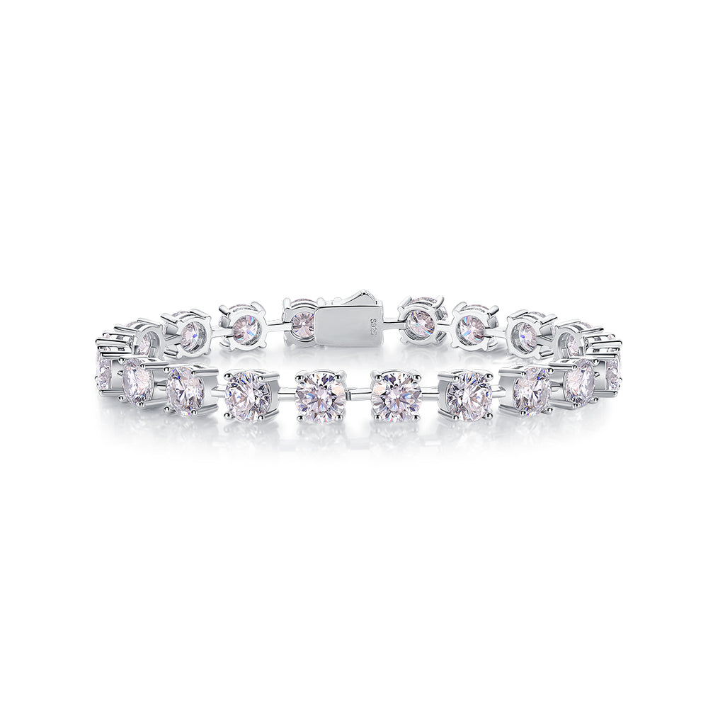 Time Appointment - A Fashionable And Light Luxury Jewelry Silver Bracelet And Bracelet Set With Top-quality Moissanite, S925 Silver Plated Platinum