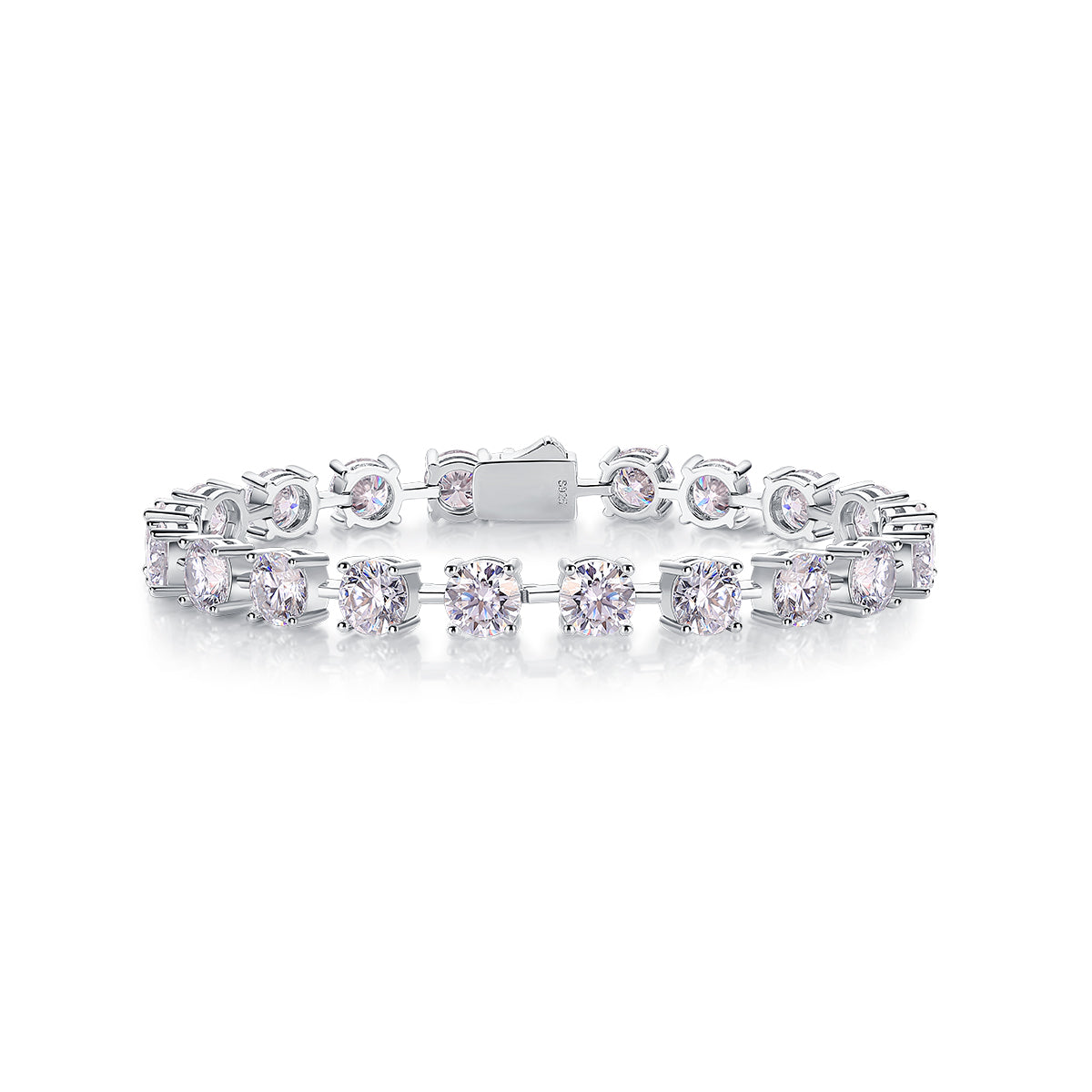 Time Appointment - A Fashionable And Light Luxury Jewelry Silver Bracelet And Bracelet Set With Top-quality Moissanite, S925 Silver Plated Platinum