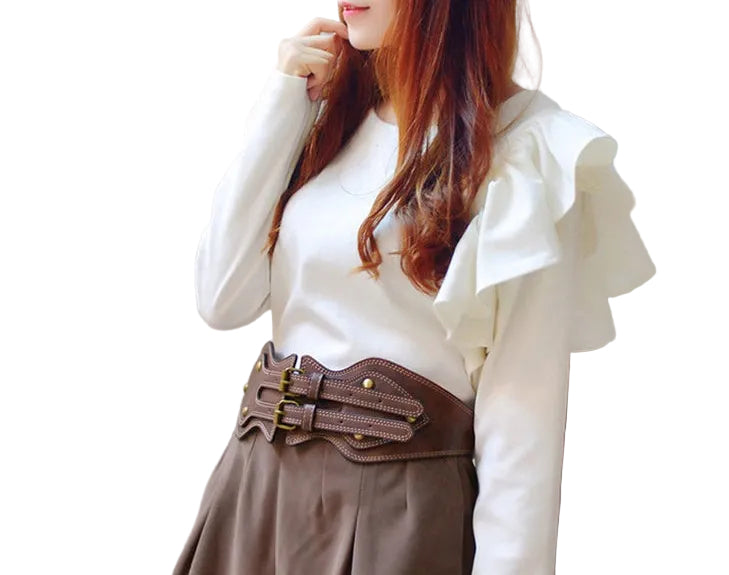 Double Buckle Head Elastic Fashion Ladies Coat Girdle