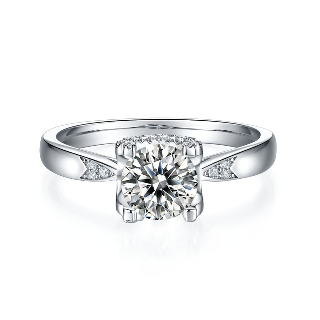Star Guardian - A Wedding Ring Set With 1-carat Top-quality Moissanite S925 Silver And Platinum-plated Diamond. The Ring Can Be Inspected With A Diamond Pen