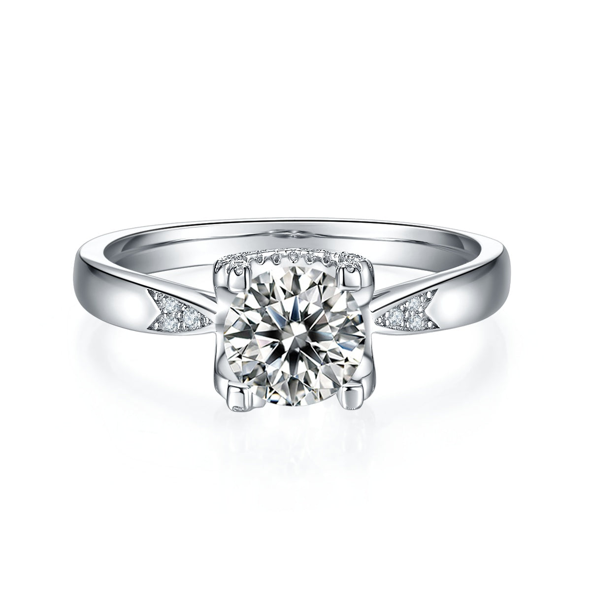 Star Guardian - A Wedding Ring Set With 1-carat Top-quality Moissanite S925 Silver And Platinum-plated Diamond. The Ring Can Be Inspected With A Diamond Pen