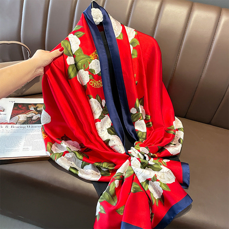 Silk Scarf Bright Butterfly  Long Shawl