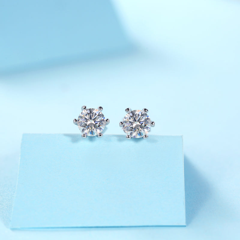 Rain And Snow - Earrings Set With 0.5-carat Top-quality Moissanite S925 Silver And Platinum-plated Stud Earrings, A Fashionable And Trendy Accessory, Can Be Tested With A Diamond Pen