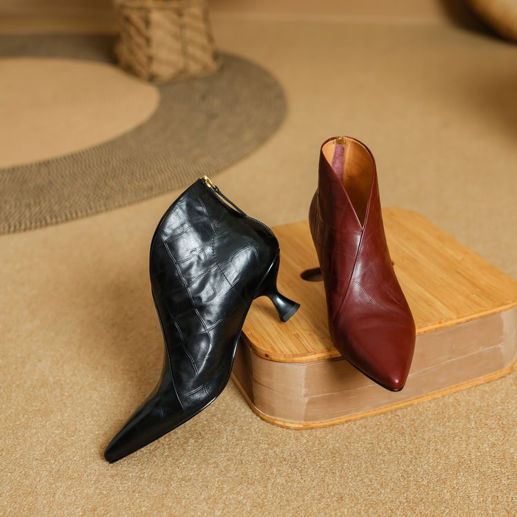 Womens Elegant Pointed-toe Ankle Boots