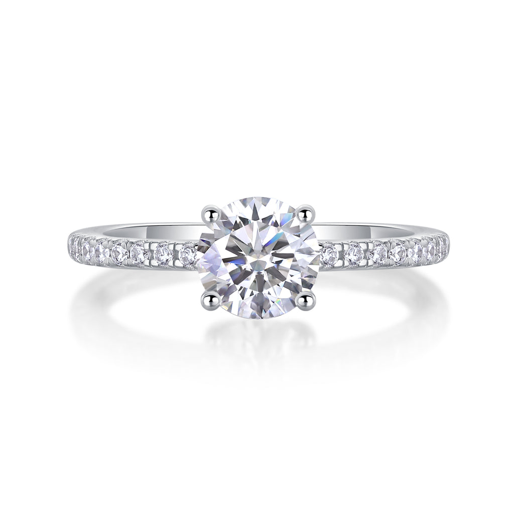 With You - A Wedding Ring Set With 1-2-3-5-10 Carat Top-quality Moissanite S925 Silver And Platinum-plated Diamond. The Ring Can Be Inspected With A Diamond Pen