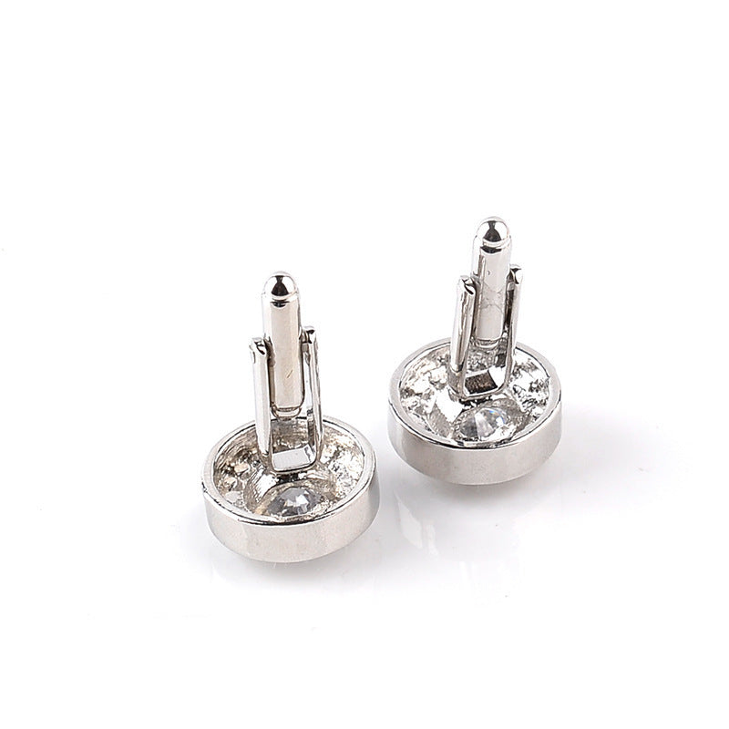 Fashion French New Round Purple And White Rhinestone Cufflinks