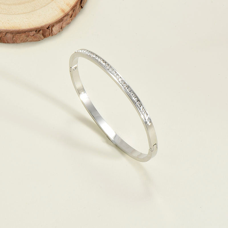 Titanium Steel Bracelet Korean Style Real Gold Plated 18K Gold Diamond Geometric Simple Stainless Steel