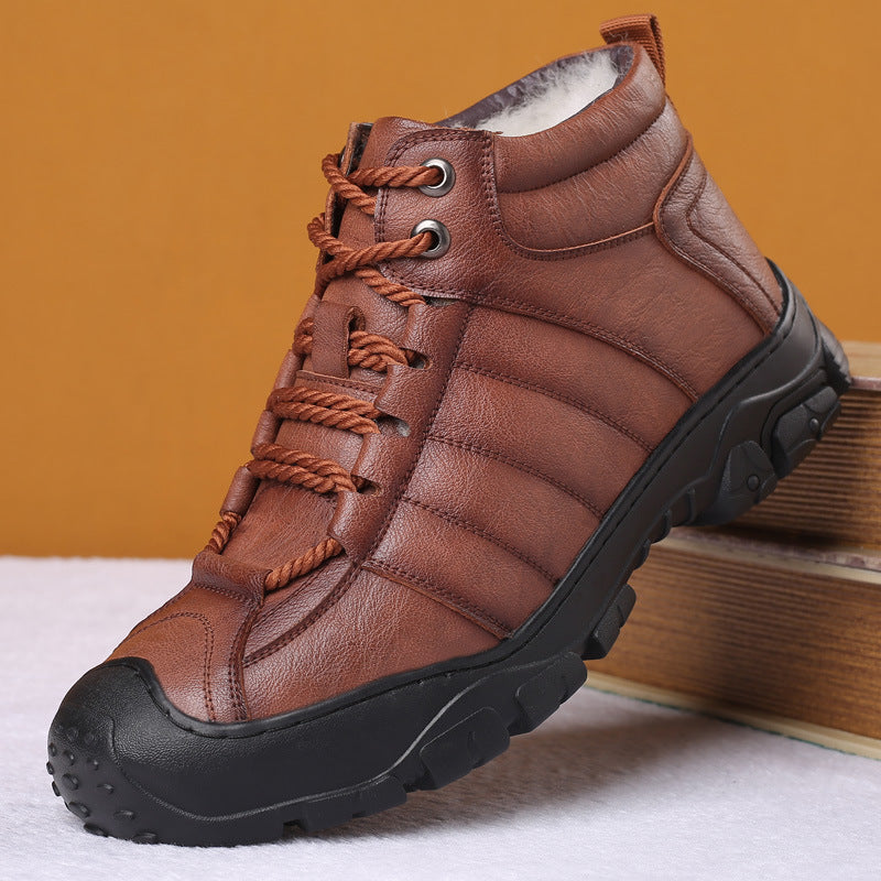 Men's  Mountaineering Plush Leather Shoes