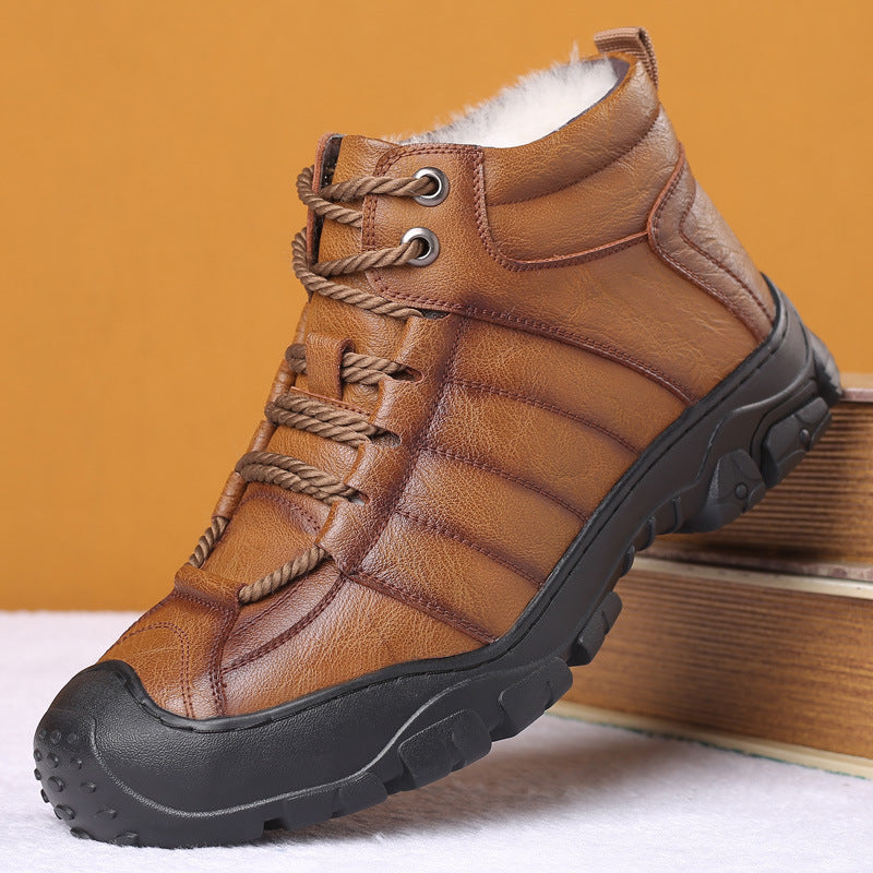 Men's  Mountaineering Plush Leather Shoes