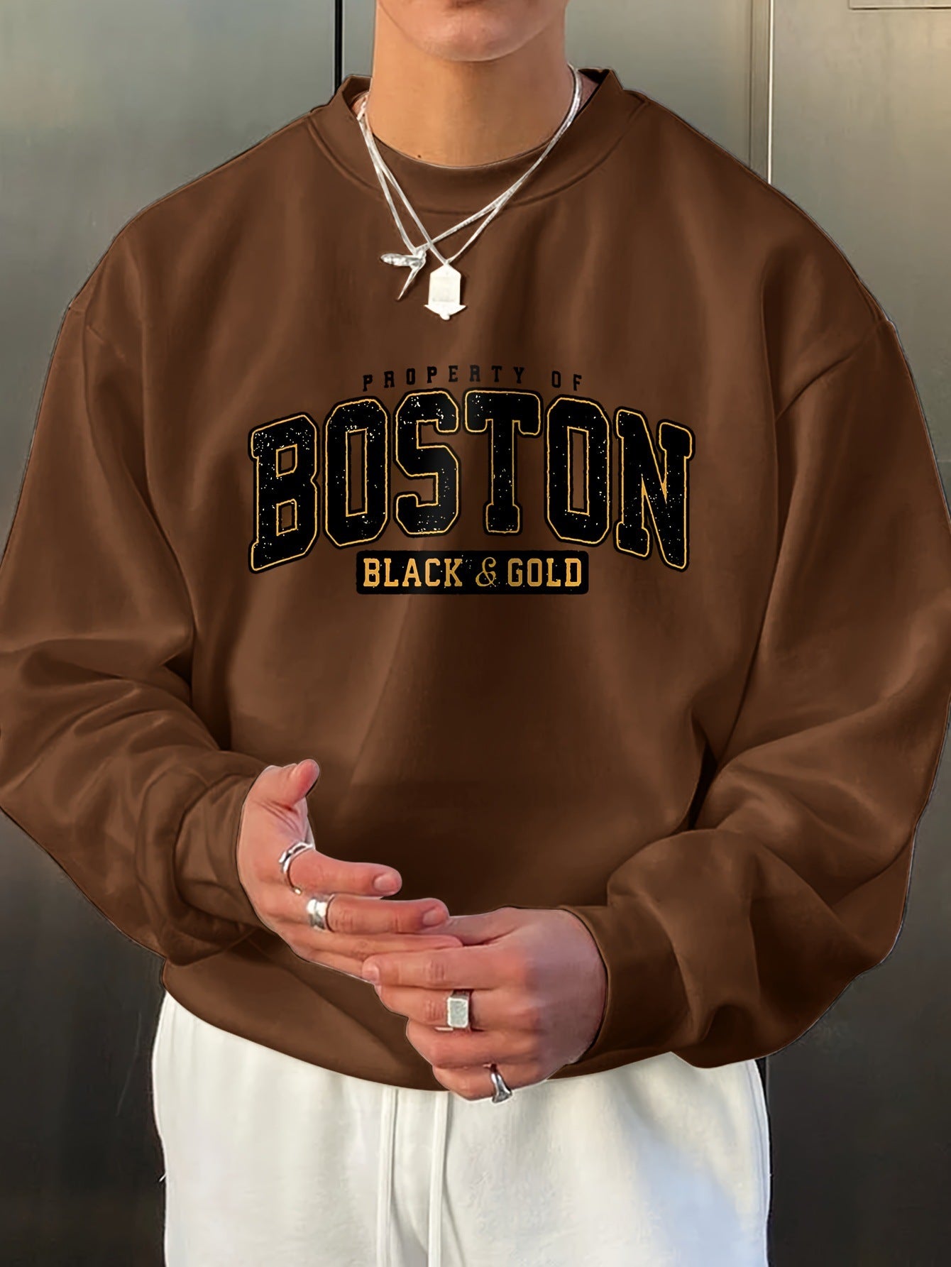 Fashion Men's Casual Long Sleeve Crew Neck Pullover Sweatshirt