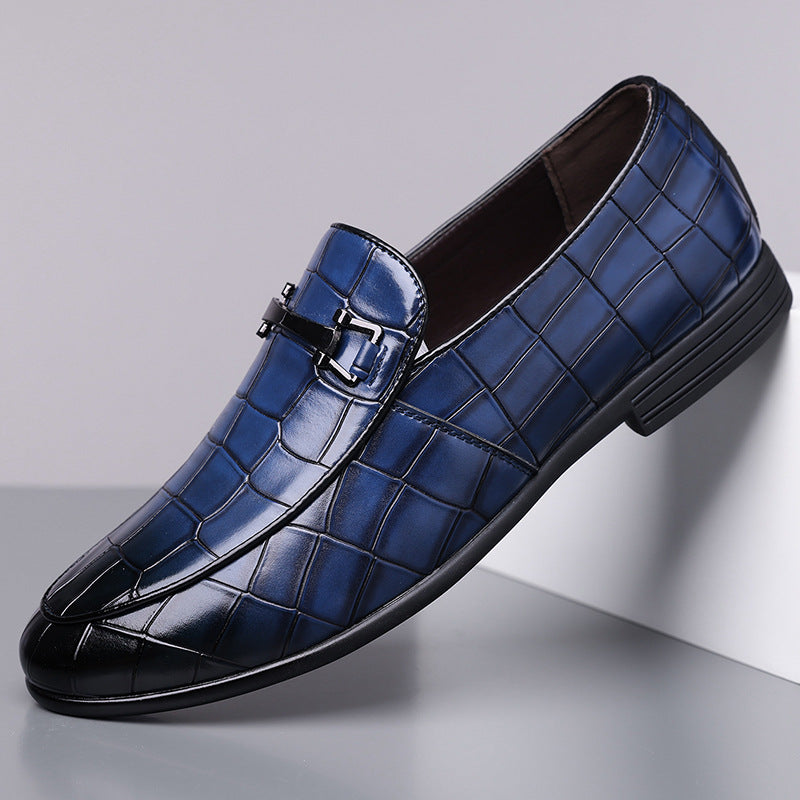 Men's Plaid Rubber Sole Lightweight Leather Shoes
