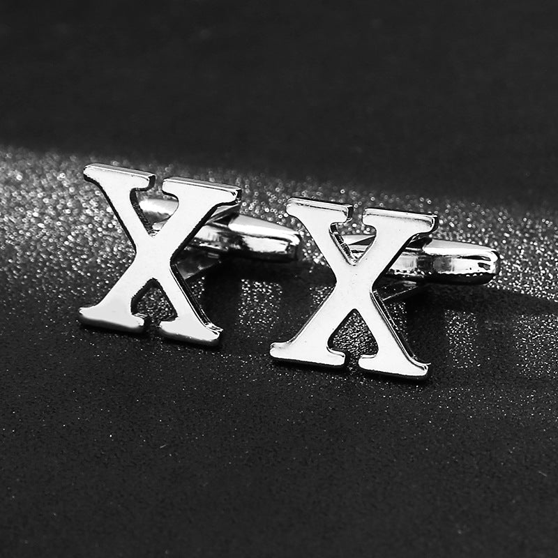 English alphabet cufflinks cuff nails men's French buttons