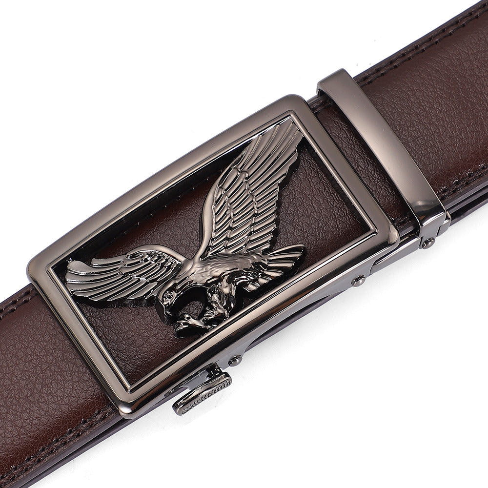 Mens Genuine Leather Belt With Automatic Buckle Premium Light-Luxury Niche Waist Belt For Pants