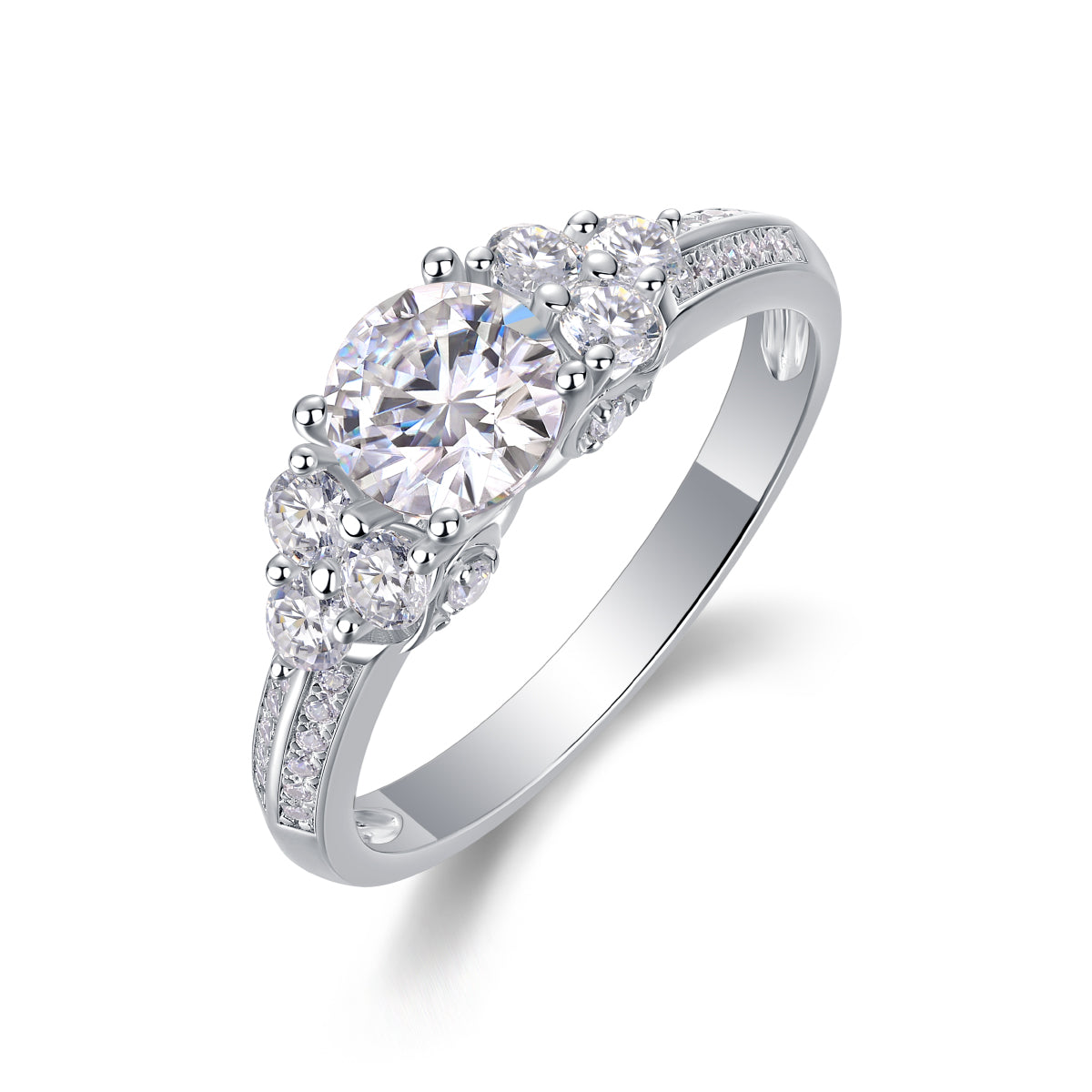 Coral Dream - A Wedding Ring Set With 1-carat Top-quality Moissanite S925 Silver And Platinum-plated Diamond. The Ring Can Be Inspected With A Diamond Pen