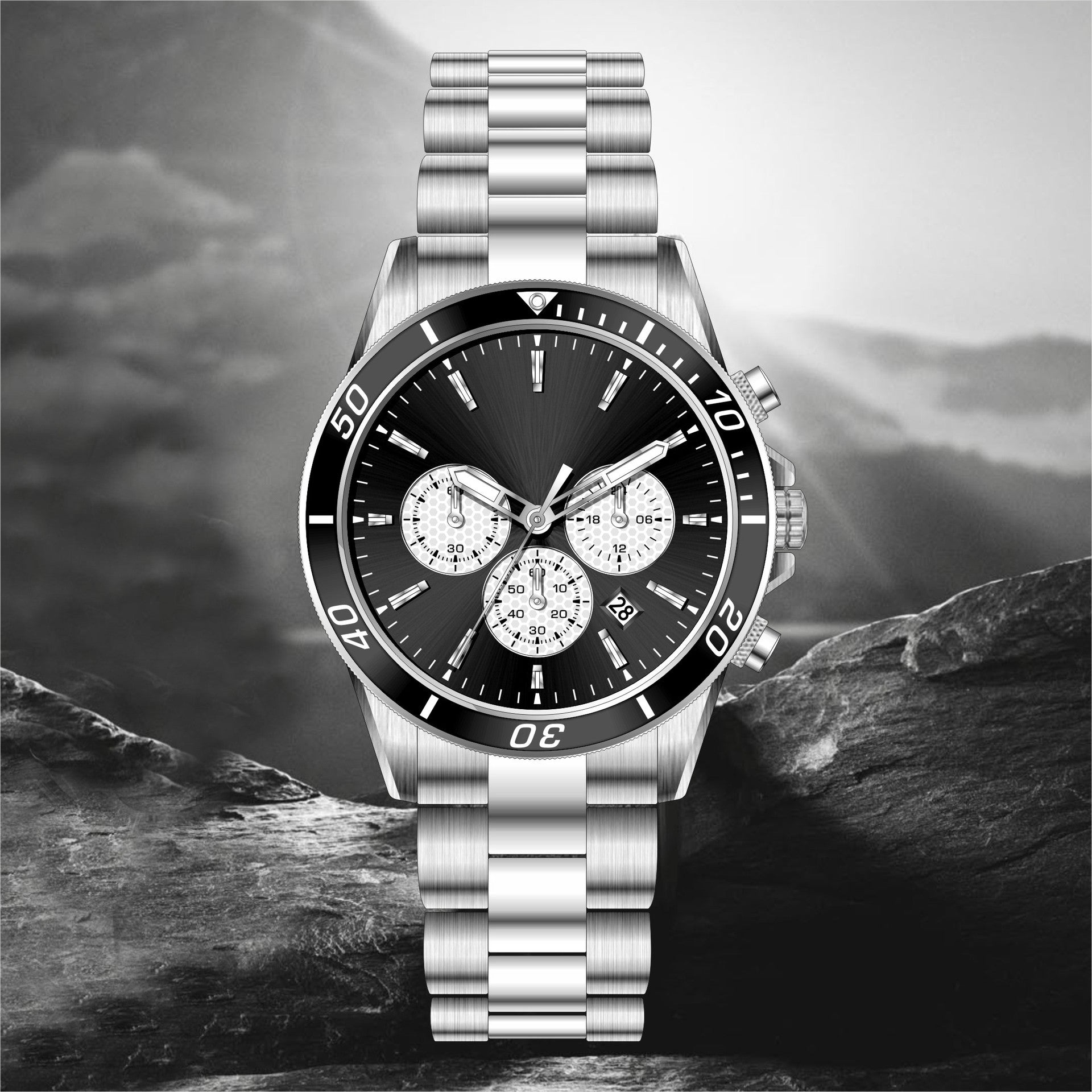 High-End Business Steel-Strap Mens Quartz Watch