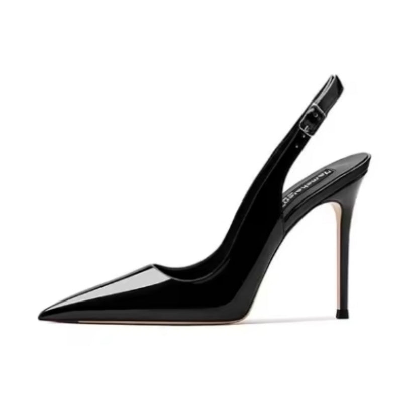 Nude Soft Leather Hollow Female Ankle-strap High Heels