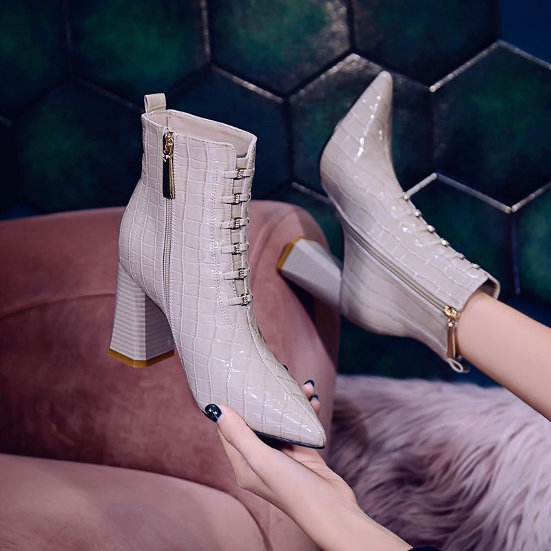 Leather Pointed Toe Knight  Martin Boots