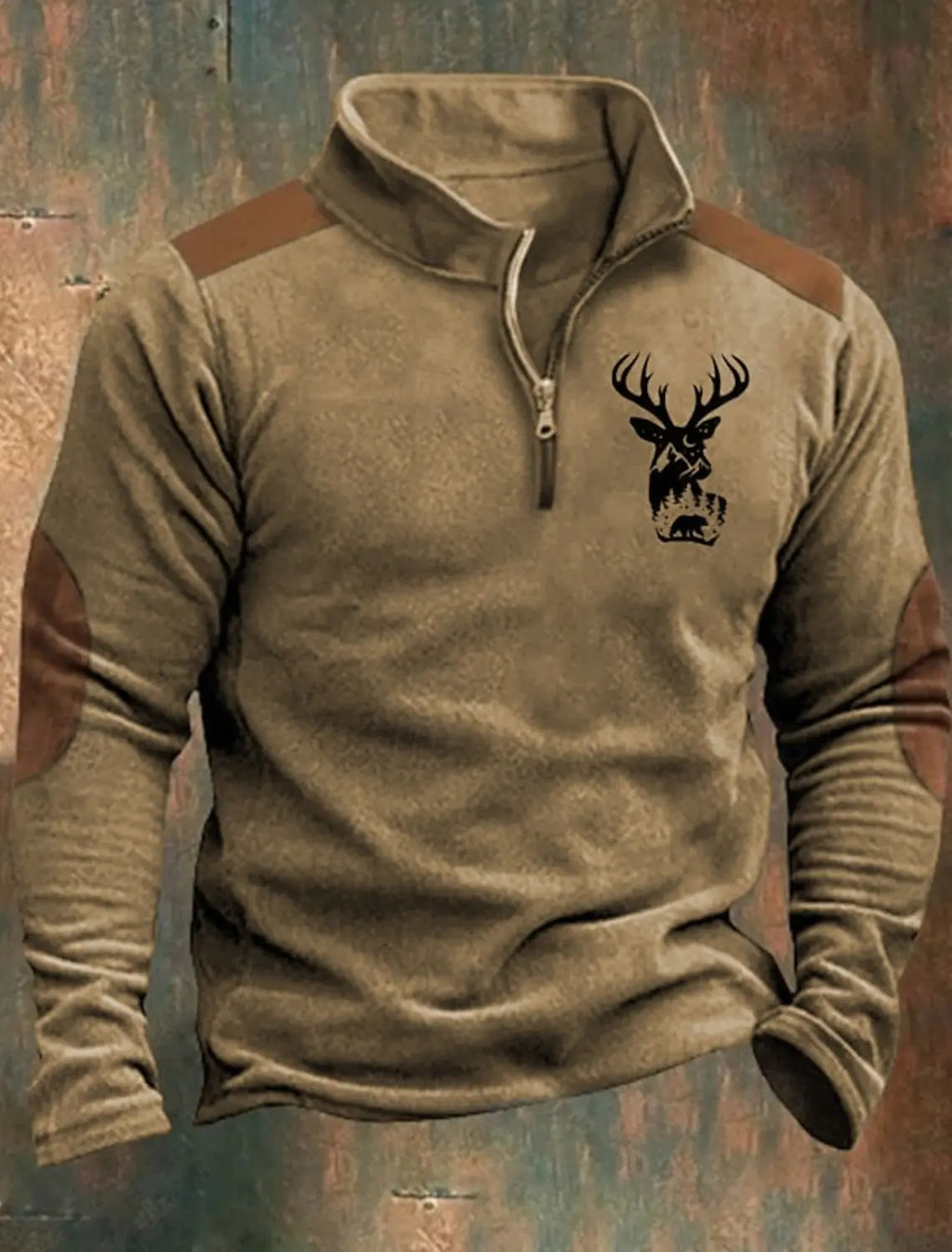 Mens Stand-Up Collar Hoodie With Zipper Sports Sweatshirt