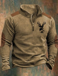Mens Stand-Up Collar Hoodie With Zipper Sports Sweatshirt