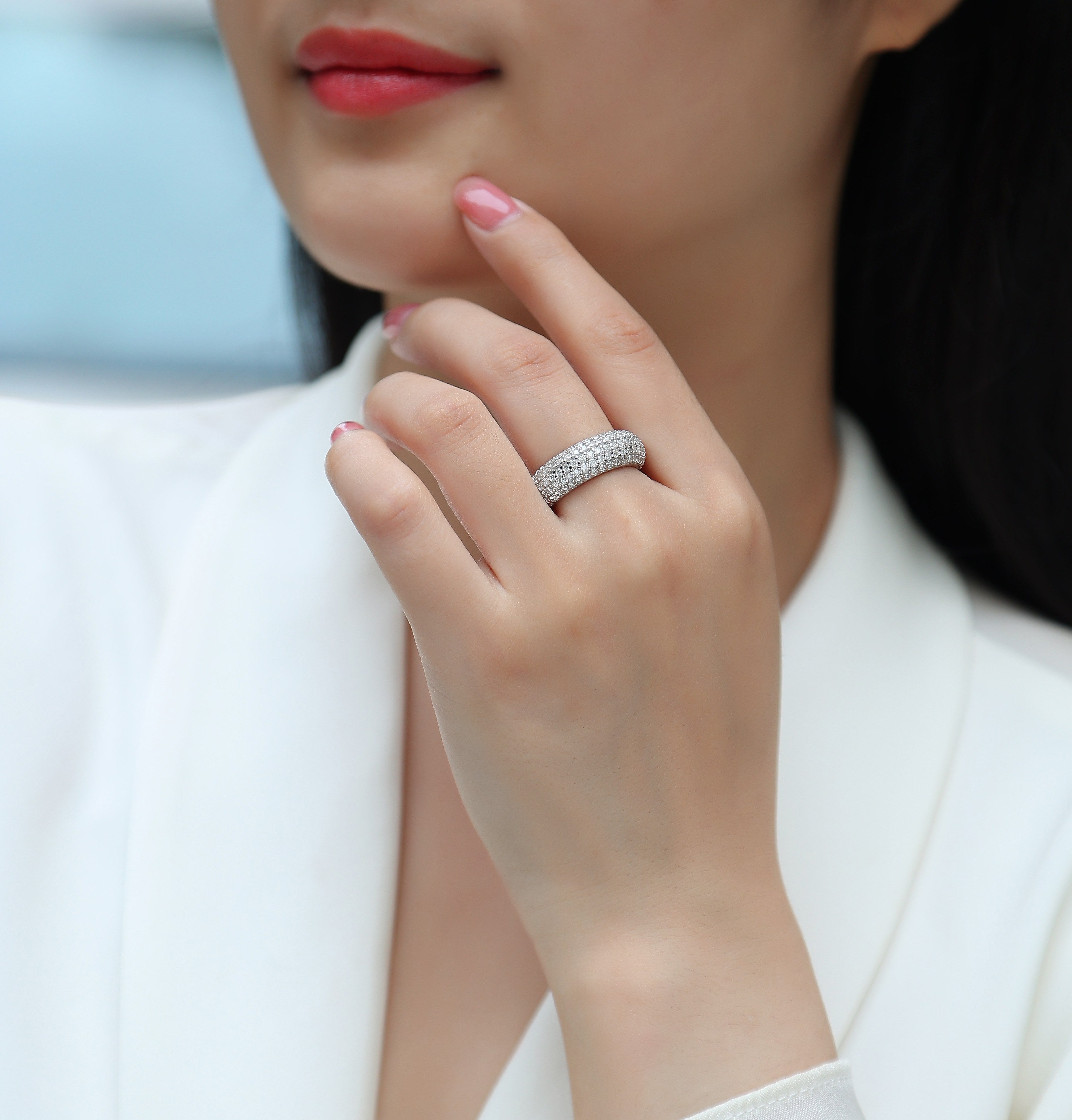 The Ring - Set With Top-quality Moissanite S925 Silver And Platinum-plated Diamond Wedding Ring Can Be Inspected With A Diamond Pen