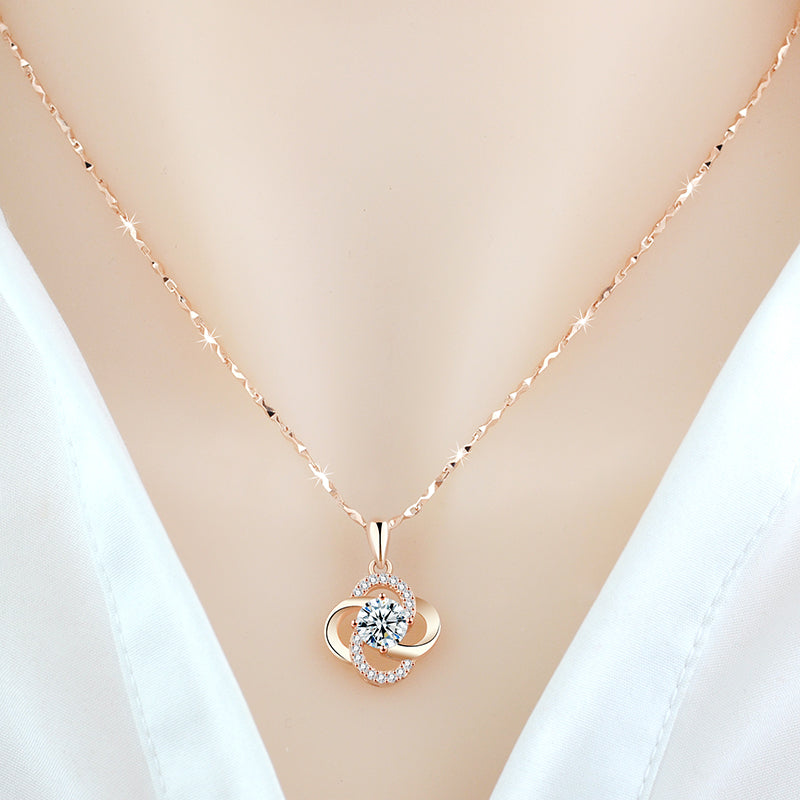 18 K rose gold 925 Sterling Silver  Necklace Valentine''s Day Gift