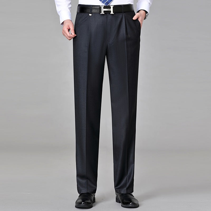 Mulberry Silk Men's Middle-aged Loose Straight Non-ironing Suit Pants