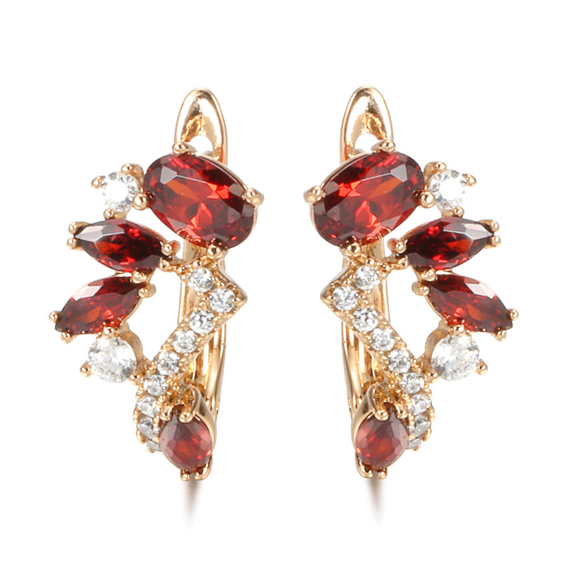 Women's Temperament Wild Copper Gold-plated Zircon Earrings