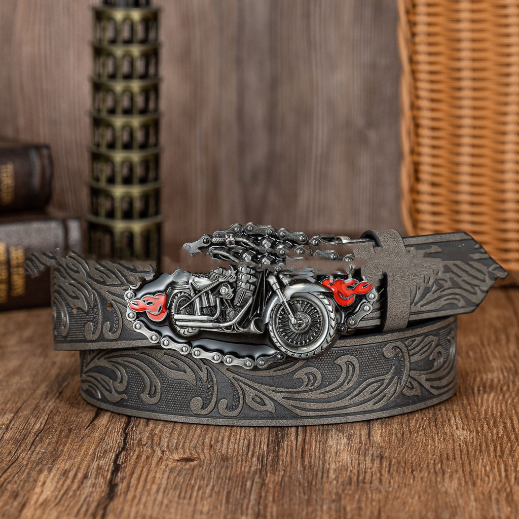 Retro European And American Scorpion Skull Design Personalized Denim Leather Belt