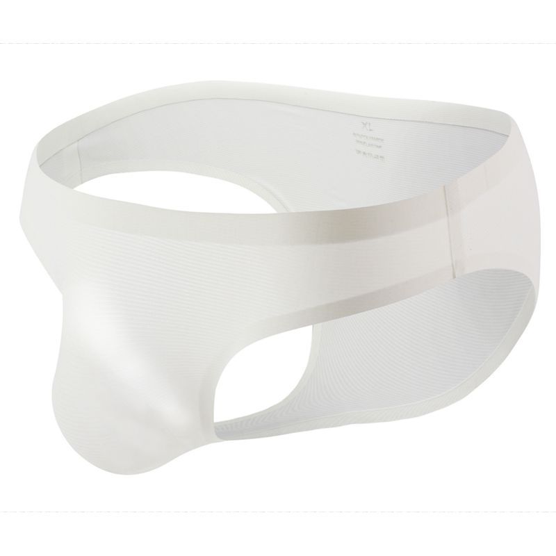 Seamless Men Ice Silk Stripes Low Waist Briefs
