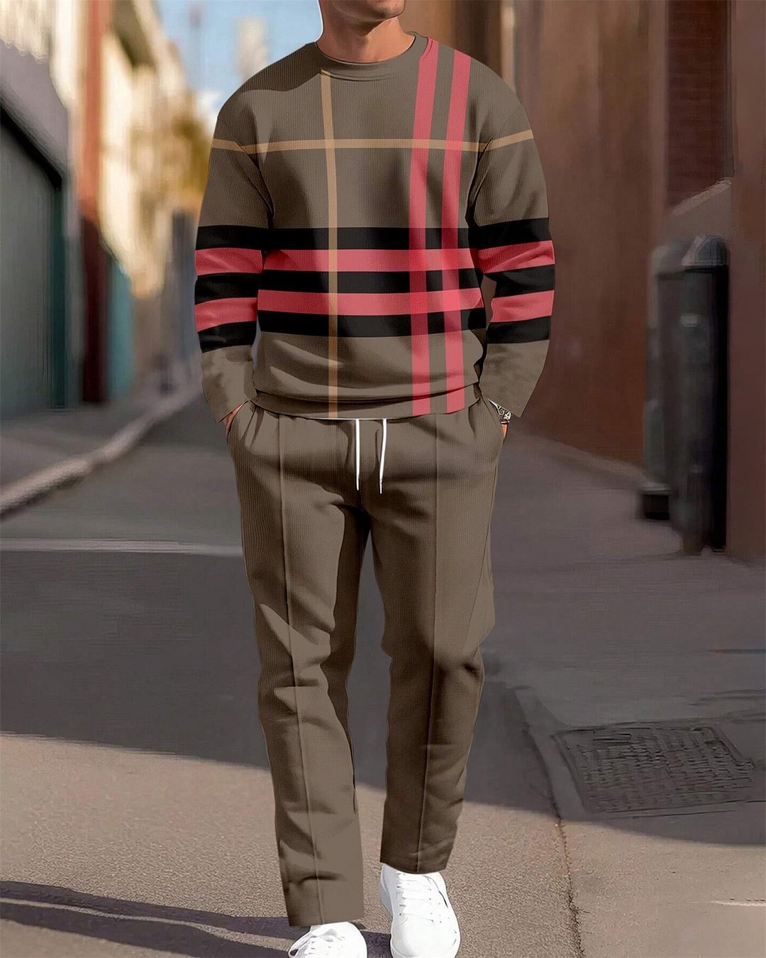 Men's 3D Digital Print Round Neck Loose Sweatshirt And Sweatpants Set
