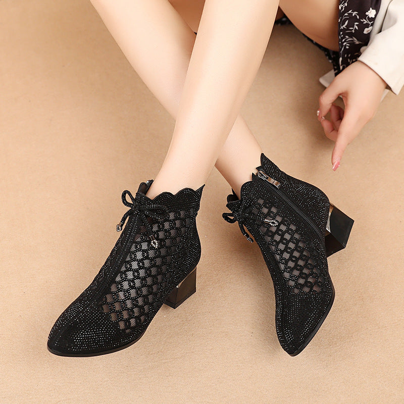 Women's  Soft Bottom Cutout Mesh Ankle Boots