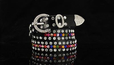 Leather Embellished With Rhinestones belt