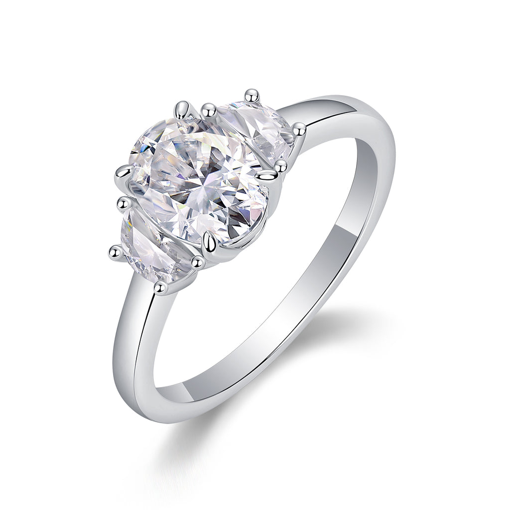 Brilliant Light And Shadow - A Wedding Ring Set With 2-carat Top-quality Moissanite S925 Silver And Platinum-plated Diamond Can Be Inspected With A Diamond Pen