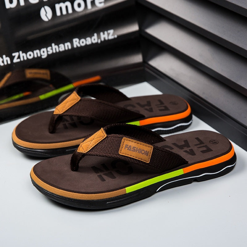 Flip Flops Summer Outdoor Non-slip Soft Bottom Sandals Woven Belt Clip