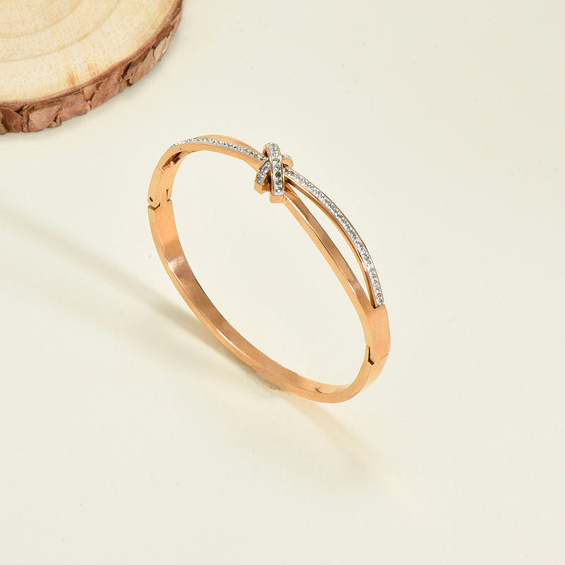 Titanium Steel Bracelet Korean Style Real Gold Plated 18K Gold Diamond Geometric Simple Stainless Steel