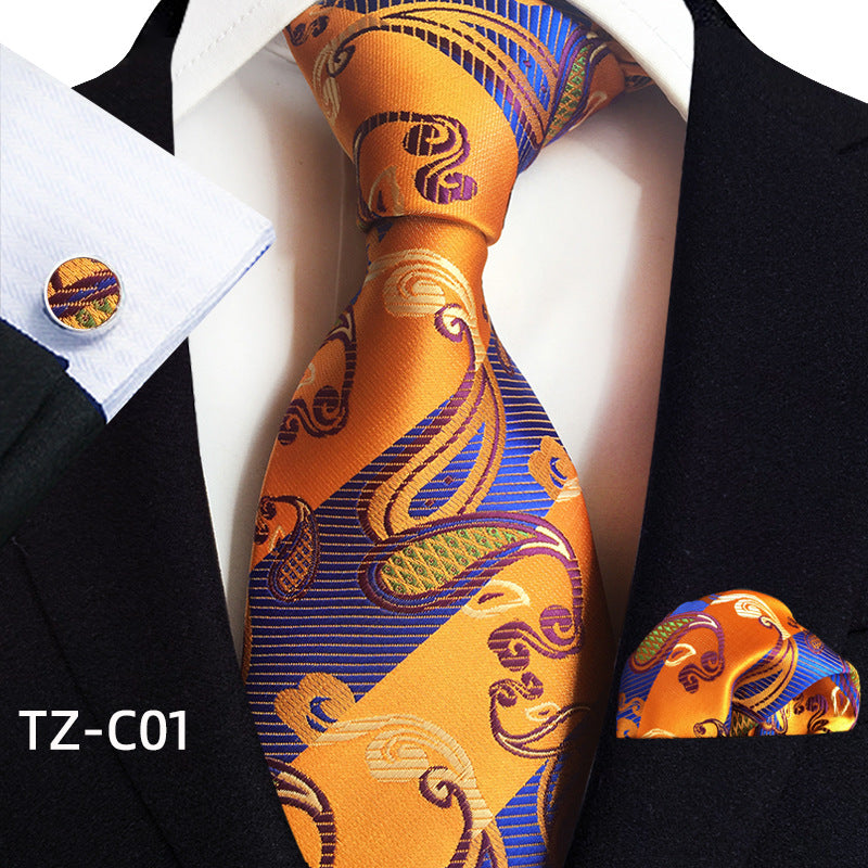 Waist Flower Men's Tie Pocket Towel Cuffs Three Piece Suit