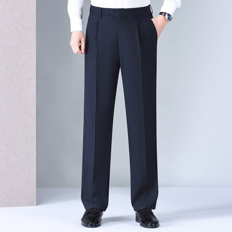 Mulberry Silk Men's Middle-aged Loose Straight Non-ironing Suit Pants