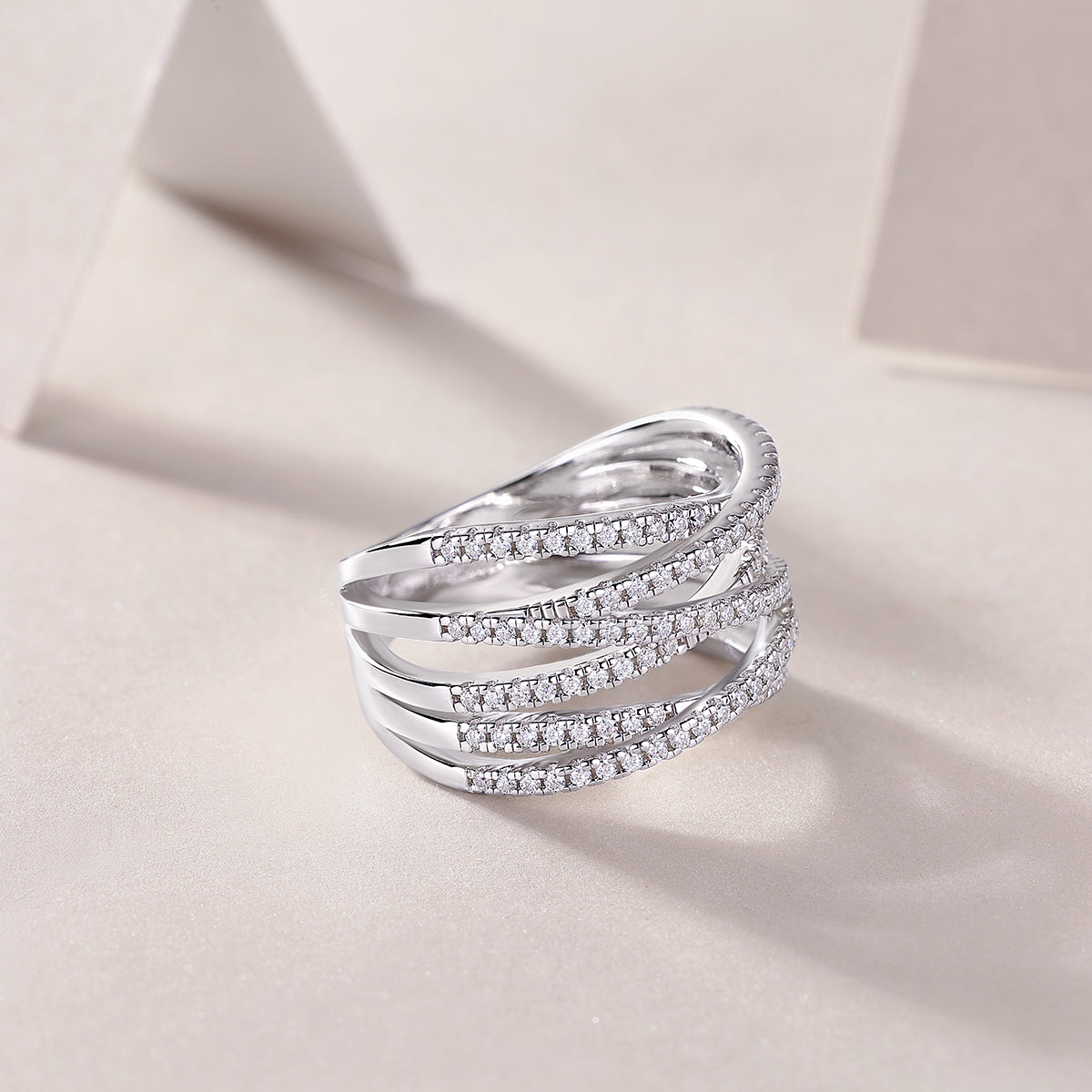 The Communication Star - Set With Top-quality Moissanite S925 Silver And Platinum-plated Diamond Wedding Ring Can Be Inspected With A Diamond Pen