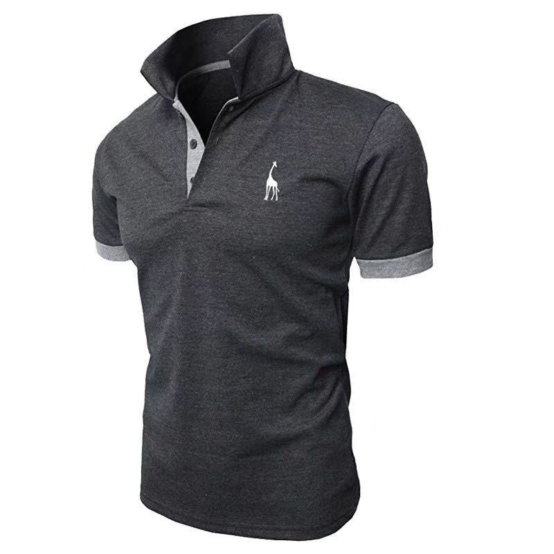 Men Short sleeve embroidery fawn sport shirt